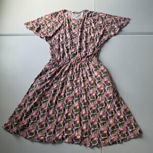 Boden Dress Womens 6P Pink Floral Jersey Dolman Sleeve Fit & Flare Casual Summer